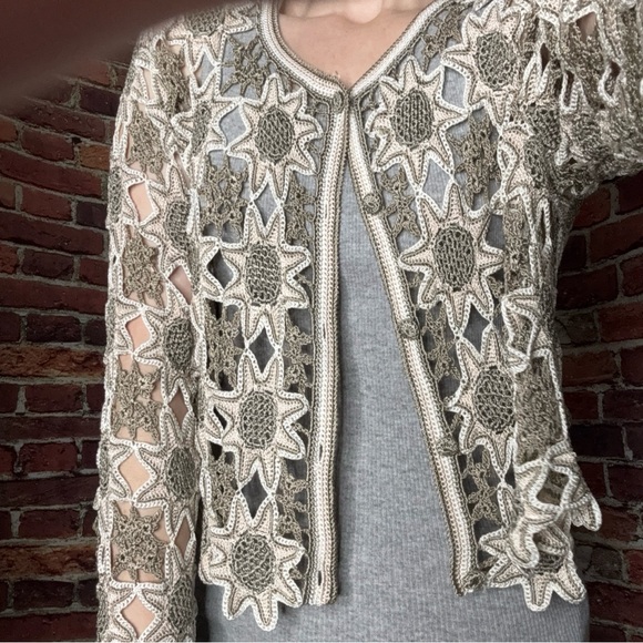 Handmade Crochet Star Pattern Cardigan - Picture 4 of 8